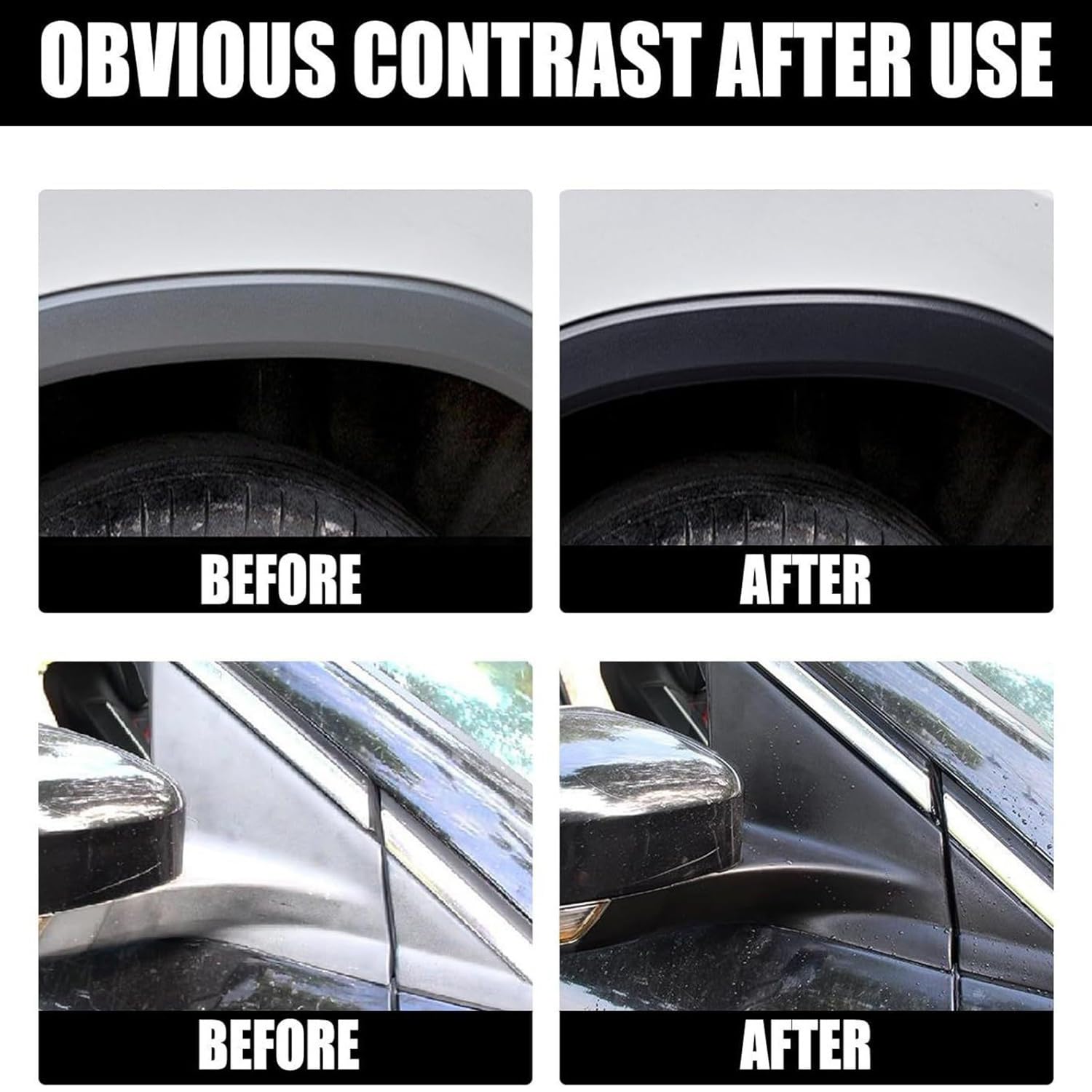 Premium Plastic & Tire Gloss Dressing - Car Detailing Spray for Floor Mats, Trim & Interior - Restores Faded Plastics - All-Purpose Vehicle Care Solution (Perfect for Car Show Prep & Daily Maintenance)
