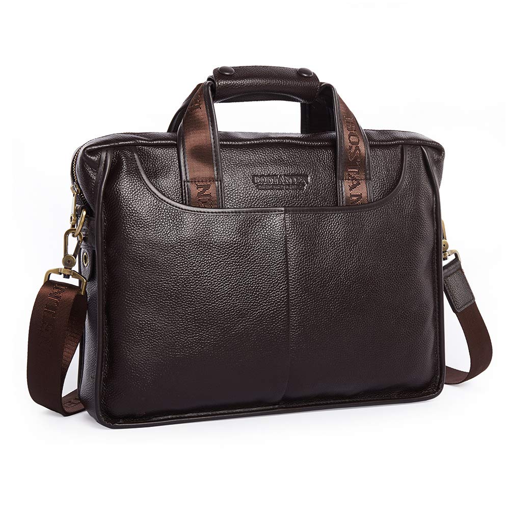 Premium BOSTANTEN Genuine Leather Briefcase for Men - Stylish Messenger Bag for Business, Office & Travel - Durable Laptop Bag with Multiple Pockets for Professionals & Commuters
