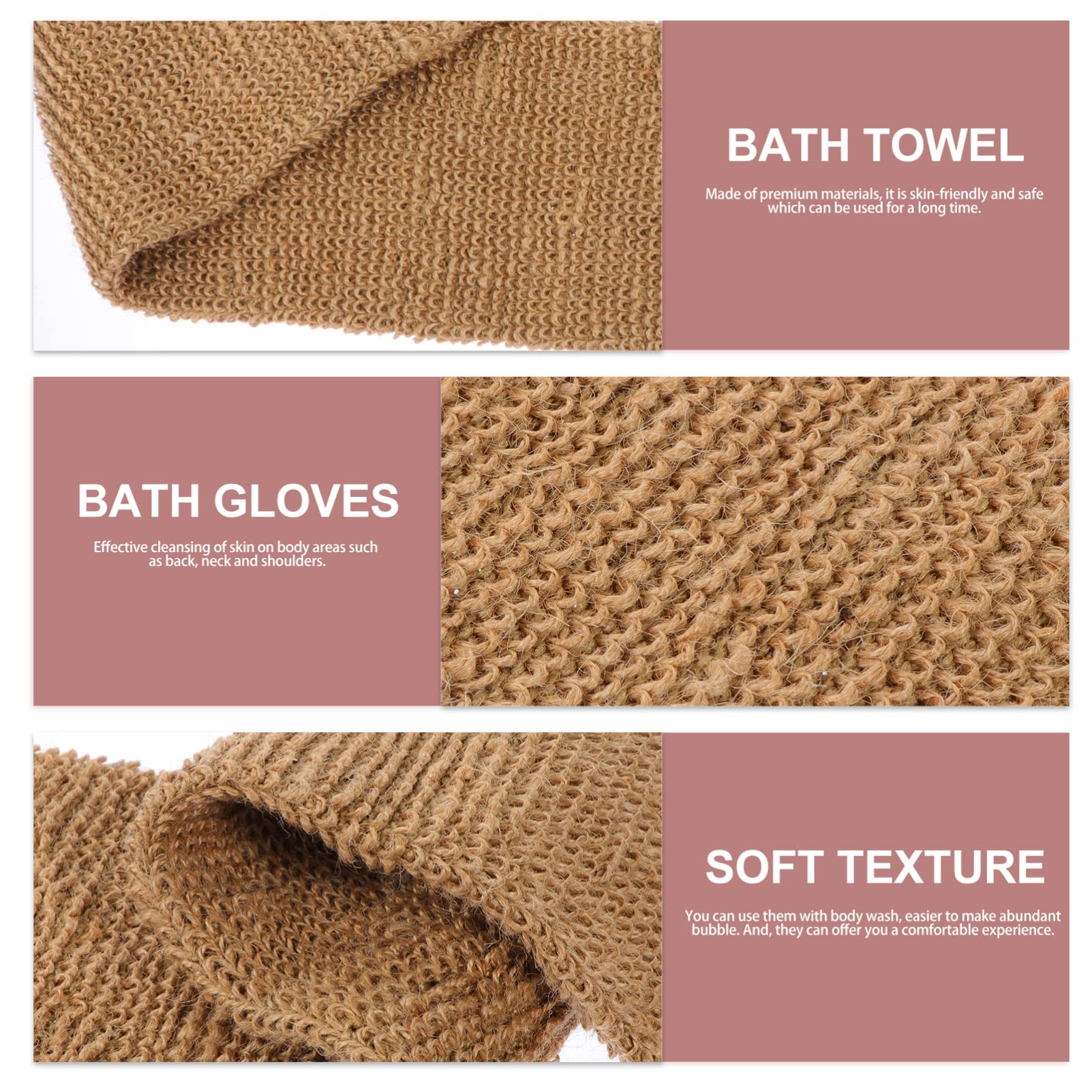 EXCLUZO Exfoliating Bath Gloves & Washcloth Set - Body Scrubber Mitts & Long Bath Towel for Dead Skin Cell Removal - Spa & Shower Essentials for Smooth Skin - Perfect for Home Spa, Self-Care & Gift Giving