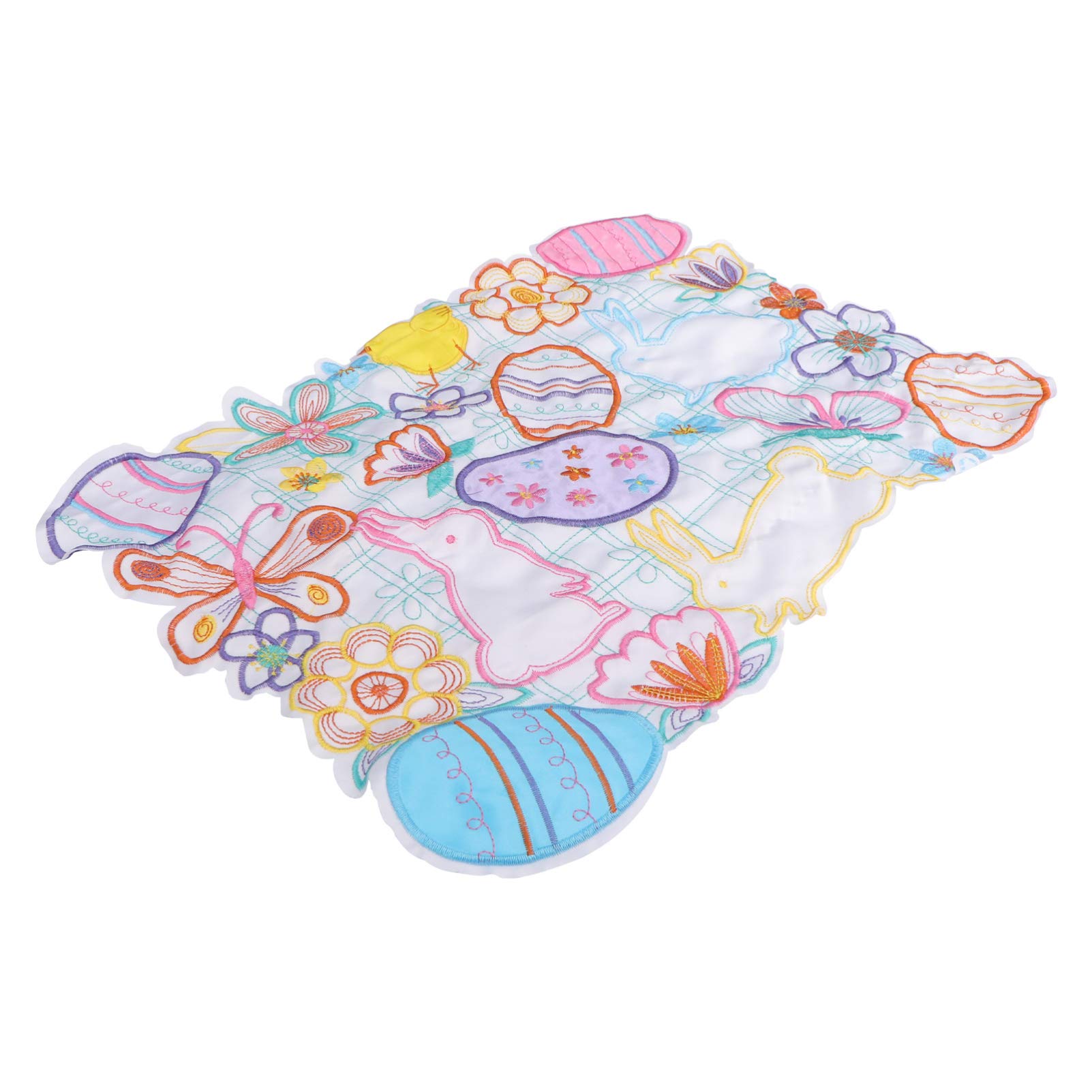 PRETYZOOM Easter Bunny Placemats - Embroidered Rabbit & Floral Design Non-Slip Table Mats for Easter Dining & Party Decorations | Perfect for Easter Brunch, Holiday Gatherings & Spring Table Settings