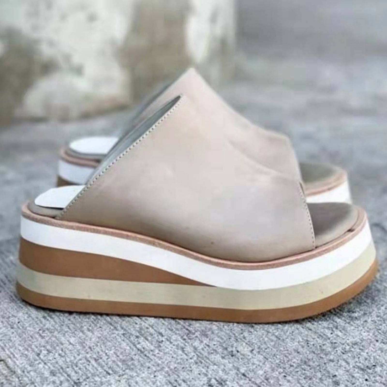 Oiangi Women's Summer Wedge Platform Sandals - Fashion Casual Peep Toe Slip-On Chunky Slippers for Beach, Outdoor & Comfortable Walking | Perfect for Vacation, Poolside & Casual Outings