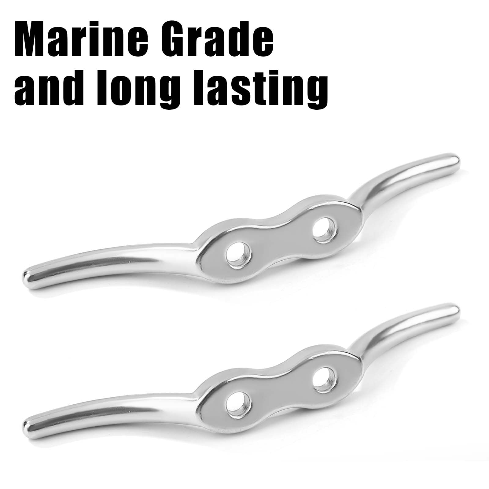 4.41 Inch 316 Stainless Steel Heavy Duty Boat Tie Down Cleats - Marine Grade Dock Cleat for Kayak, Yacht & Watercraft Rope Anchoring - Perfect for Deck Hardware & Boat Accessories