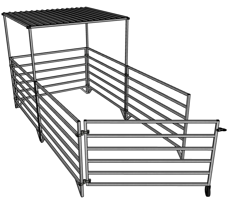 5 Ft X 10 Ft Aluminum Stall Kit with 6 Rails, 5 Panels & 1 Gate - Includes Shade Canopy for Horse Stalls, Livestock Pens & Outdoor Events