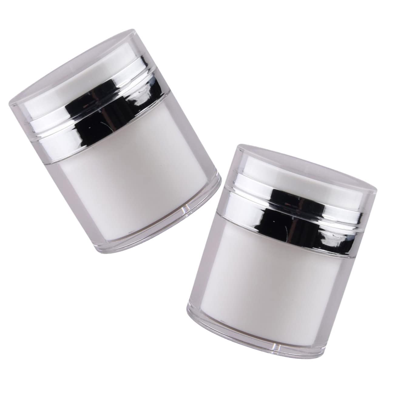 Beatifufu 2-Pack 50g Airless Pump Bottles - Leakproof Travel-Size Cream Dispensers for Toiletries & Skincare | Perfect for Carry-On Liquids, Gym Essentials, and Mini Lotion Storage