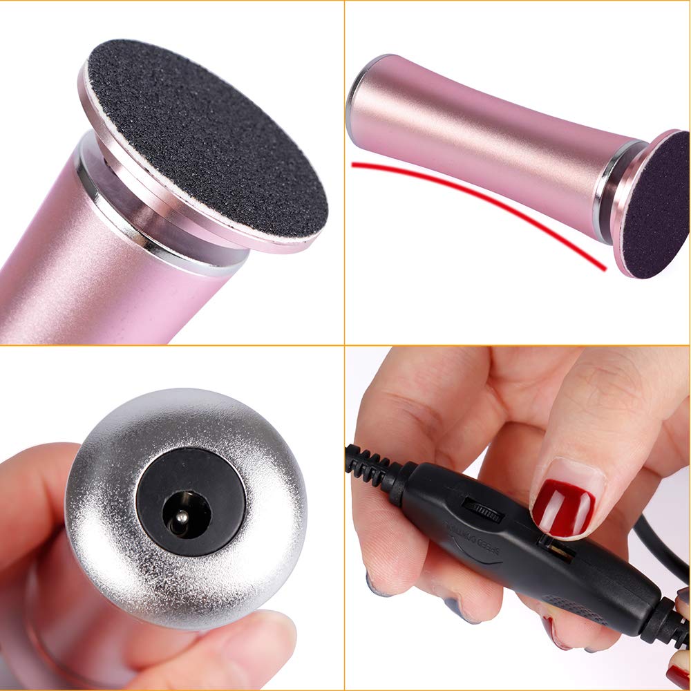 Electric Callus Remover for Feet - Adjustable Speed Pedicure Tool with 60PCS Sanding Discs, Portable Foot File Grinder & Scrubber (Rose Pink) - Perfect for At-Home Pedicures, Dry Skin Removal & Soft Feet Care