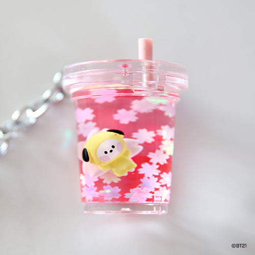 BT21 Cherry Blossom Water Keychain - Cute Chimmy Character Accessory for Bags, Keys & Backpacks | Perfect for K-POP Fans & Anime Lovers