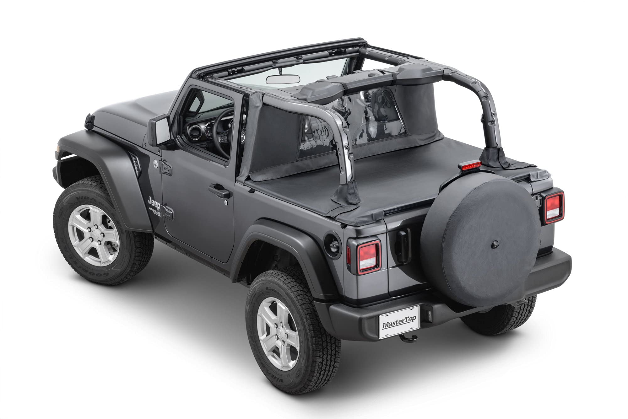 MasterTop Window Stopper & Tonneau Cover Combo Kit for Jeep Wrangler JL 2-Door (2018-2021 Hard Top) - Black Diamond Wind Breaker Blocks Backdrafts, Protects Cargo Area - Perfect for Off-Roading, Camping & Daily Driving