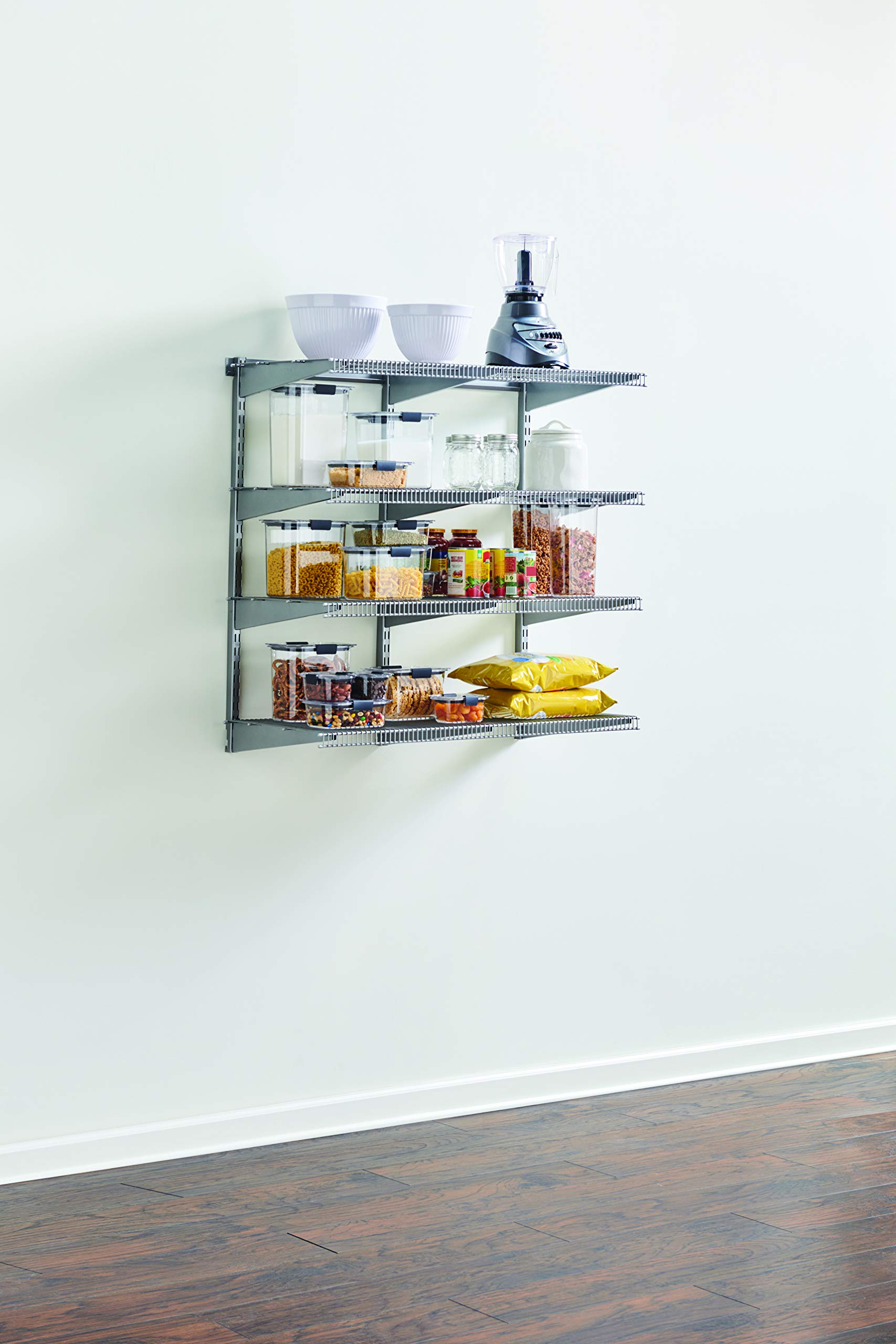 Rubbermaid 36-Inch Pantry Organizer Kit - Closet Storage System in Satin Nickel Finish | Perfect for Kitchen, Bathroom & Bedroom Organization