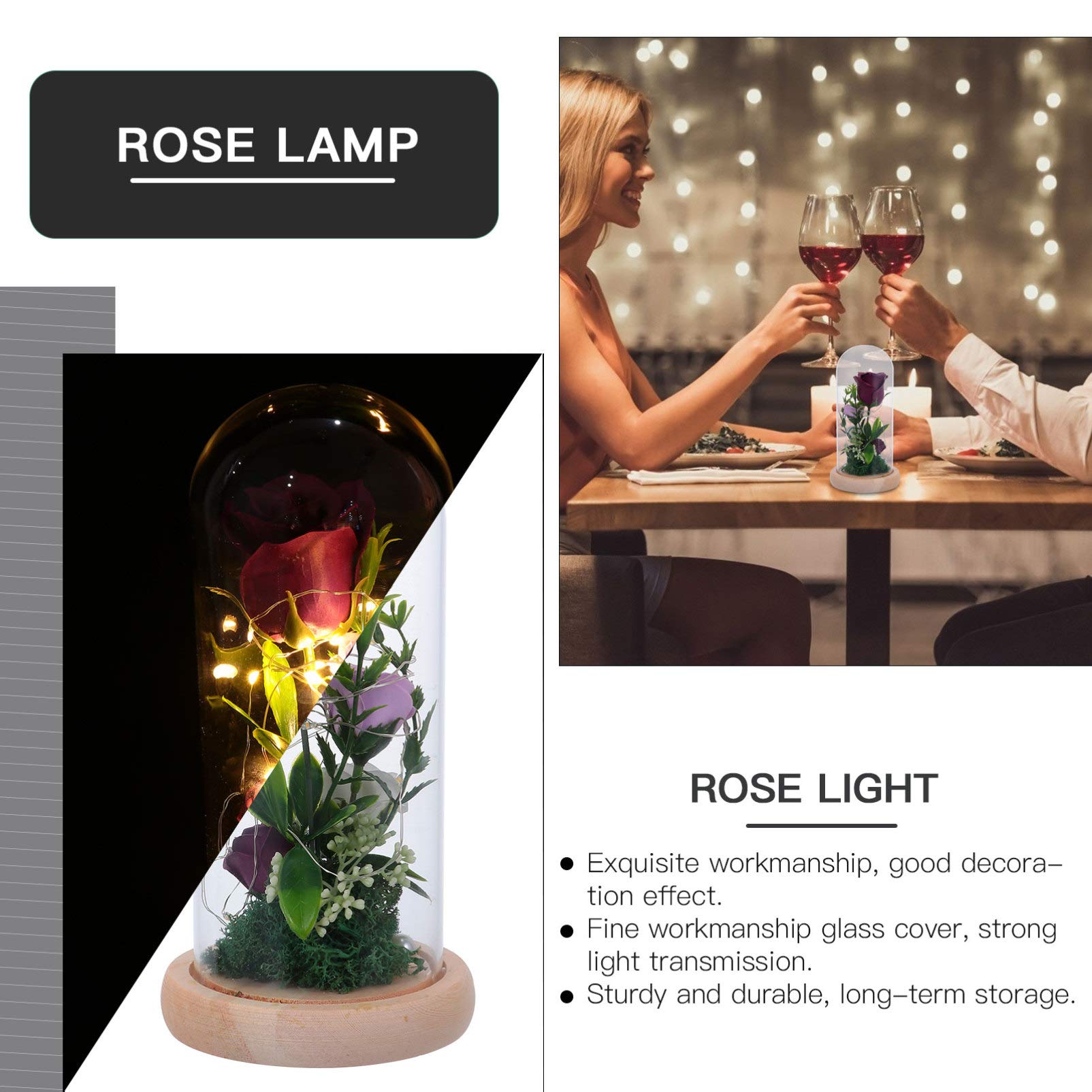 Uonlytech Rose Lantern - Romantic LED Rose Flower Light for Valentine's Day, Artificial Rose Lamp with Warm White Light, Perfect for Bedroom Decor, Wedding Proposals, Anniversary Gifts & Romantic Night Ambiance