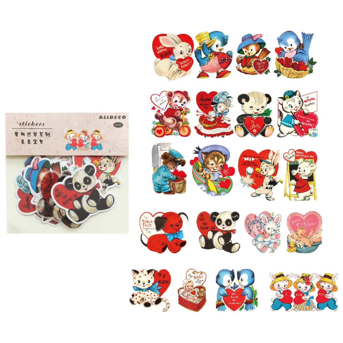 Vintage Kawaii Animal Stickers - 80Pcs for Scrapbooking & Journaling