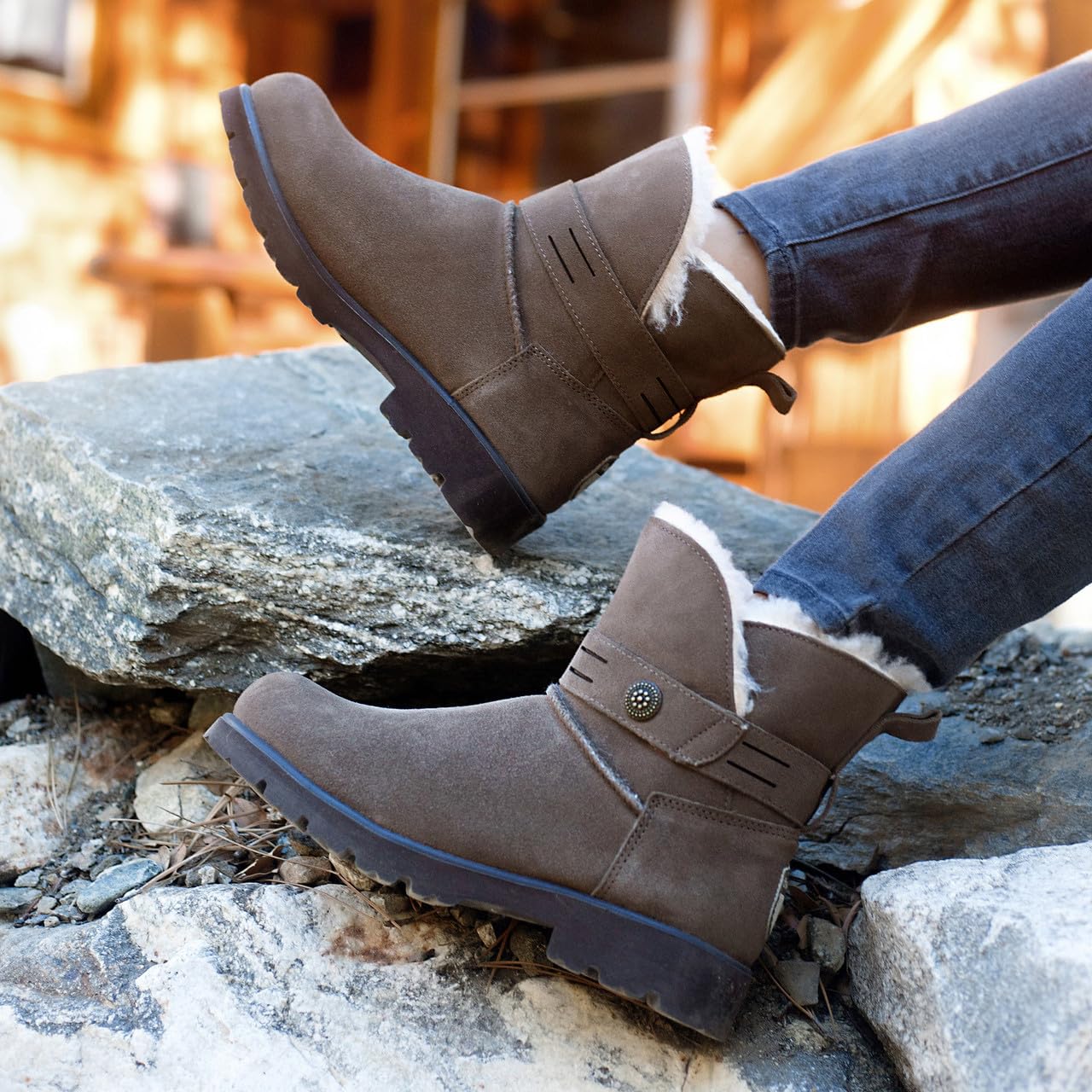 BEARPAW Women's Wellston Suede Slip-On Winter Boots - Comfortable Warm Snow Boots for Women in Multiple Colors | Perfect for Cold Weather, Snow Days & Casual Outings