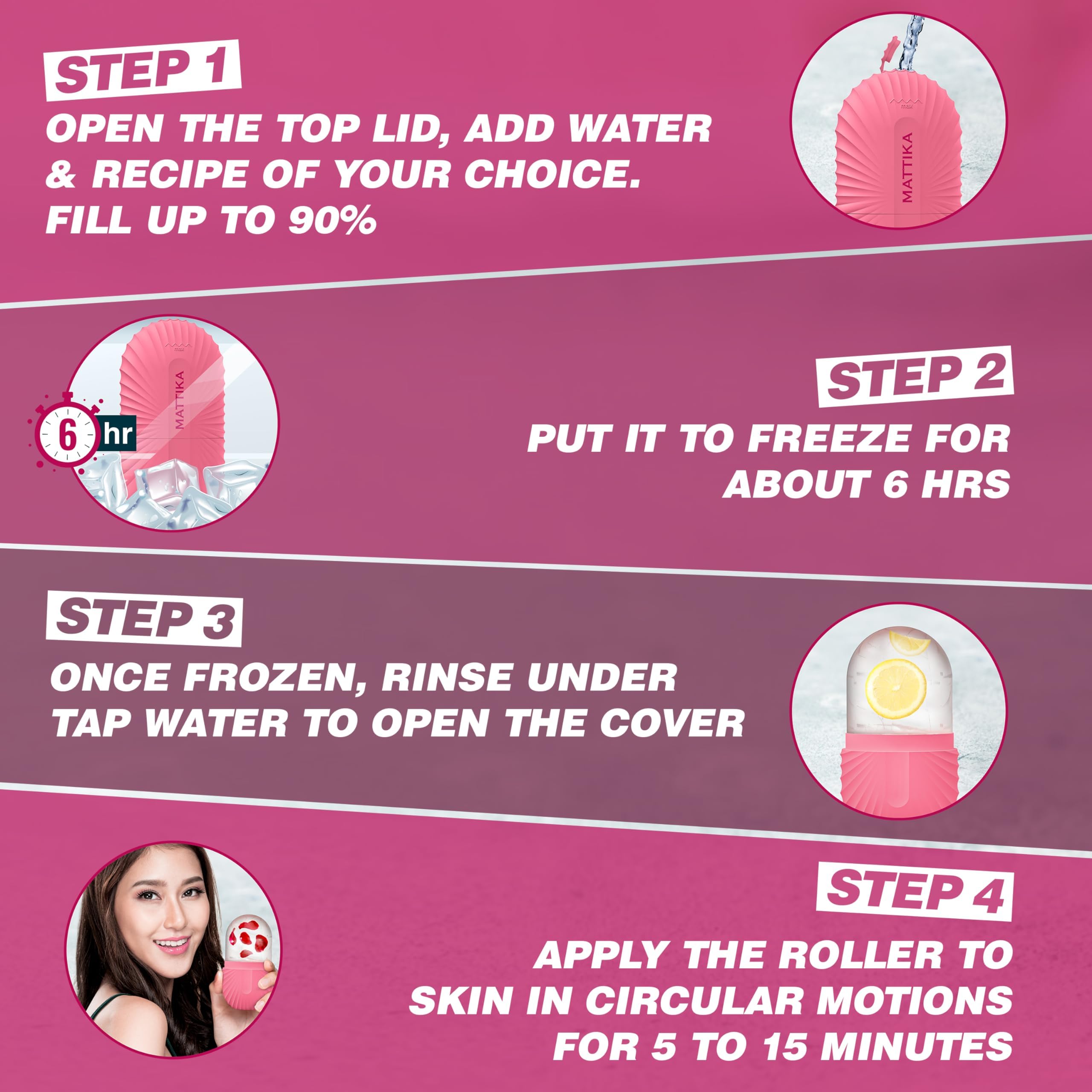 **Pink Ice Roller for Face & Eyes - Natural Glow & Skincare, Gua Sha Massage Tool, Cooling Facial Cube - Perfect Beauty Gift for Men & Women - Use for Puffiness, Dark Circles & Post-Workout Recovery**