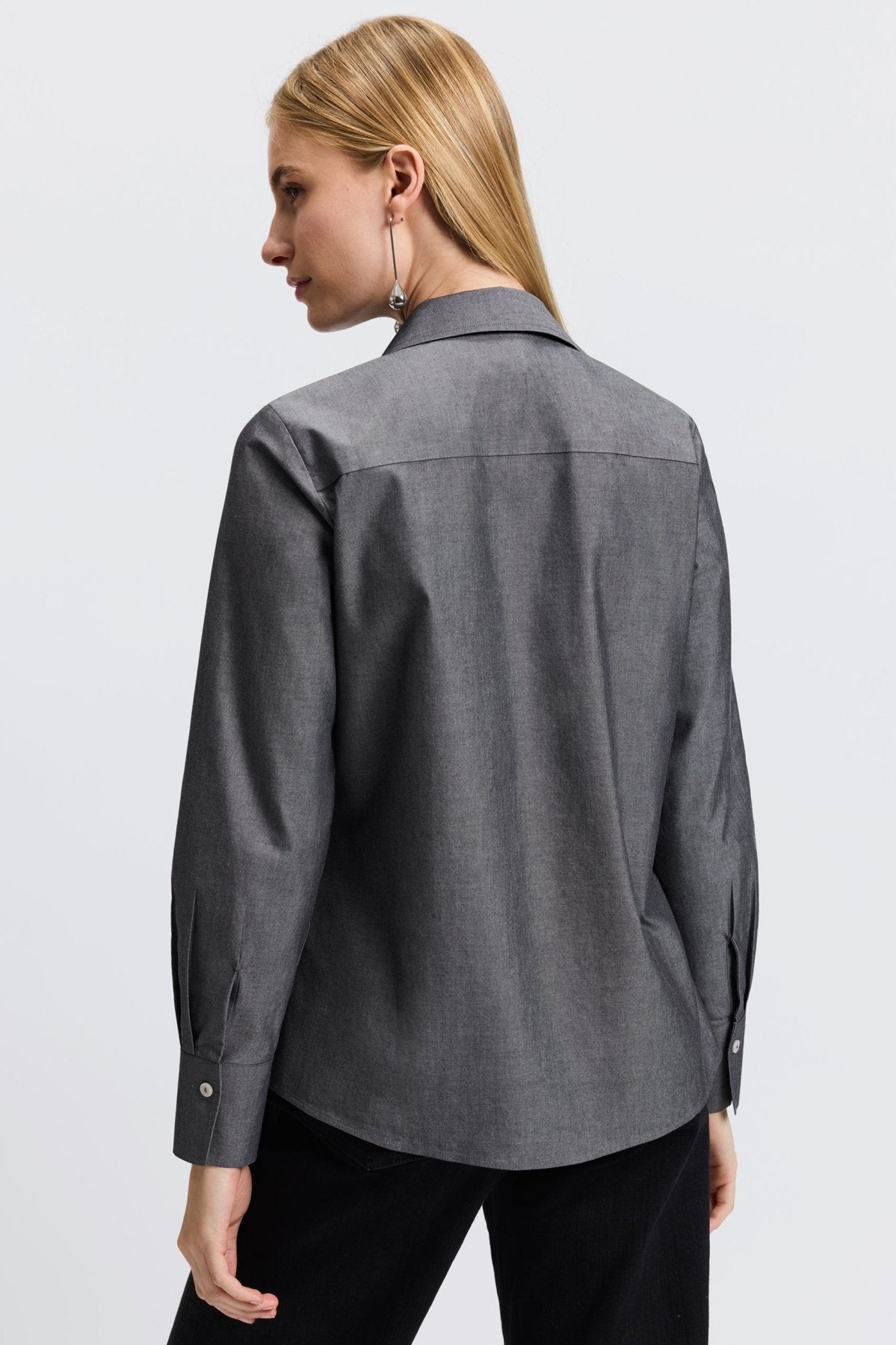 Mary No Iron Pinpoint Long Sleeve Shirt for Women - Wrinkle-Free Office Blouse - Perfect for Business Casual & Professional Workwear
