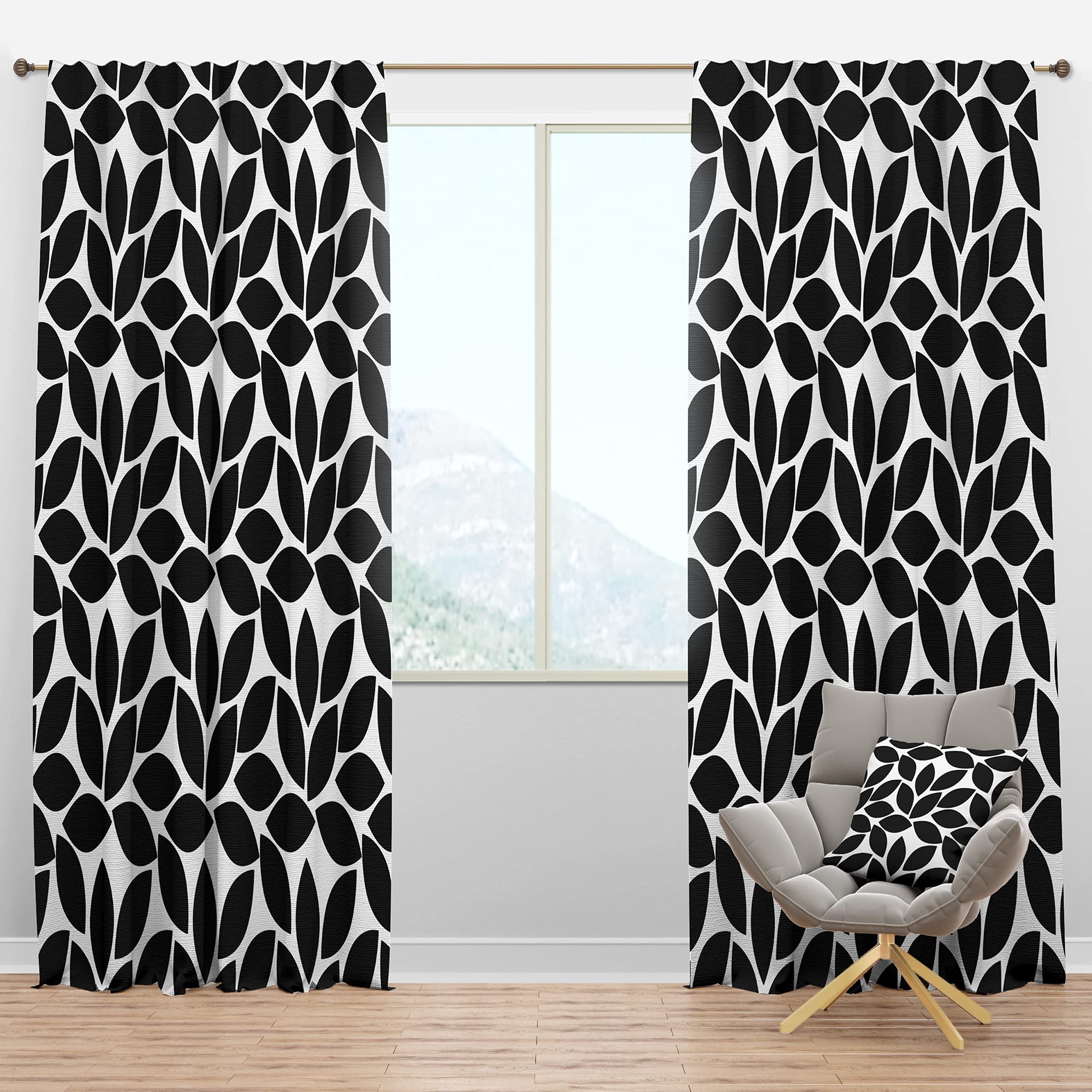 DesignQ Blackout Curtains - Monochrome Geometric Pattern XII - Thermal Insulated Bedroom & Living Room Drapes - Single Panel 52x120 Inches - Perfect for Light Blocking, Privacy & Energy Efficiency