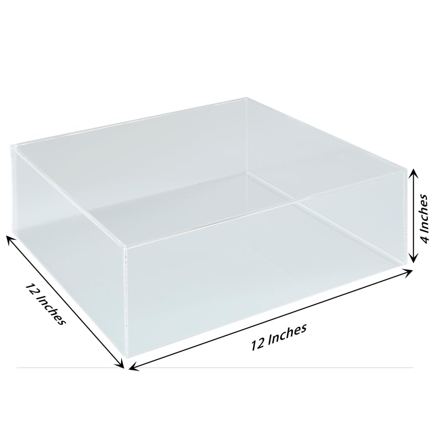NOKI 12 Inch Square Acrylic Cake Stand with Hollow Fillable Base - Clear Decorative Dessert Display Stand for Wedding, Birthday, Party | Perfect for Showcasing Cakes, Cupcakes, Pastries at Events and Bakeries