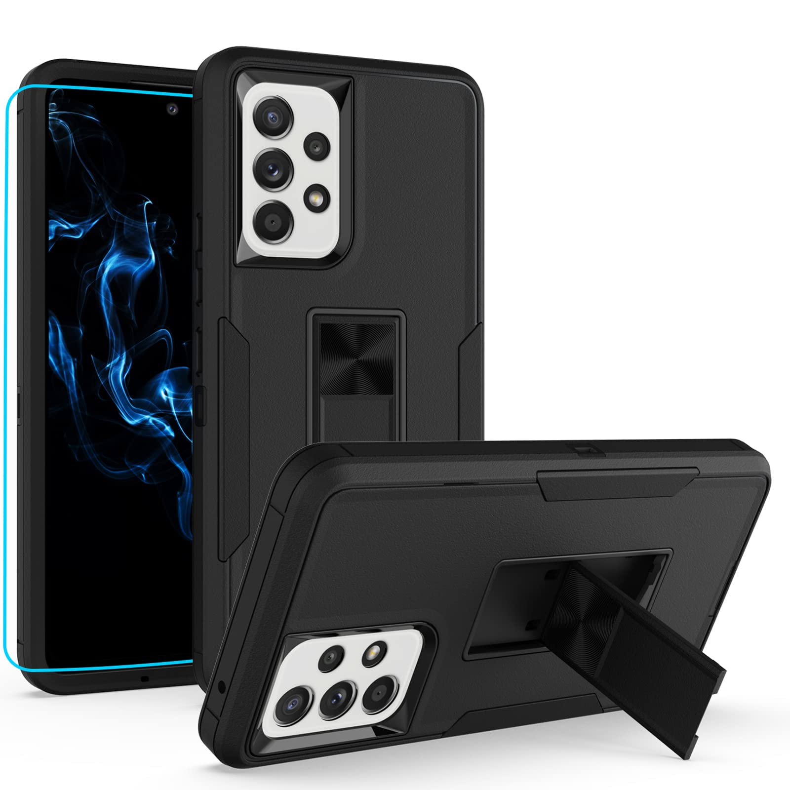 MDCN Samsung Galaxy A53 5G Case - Military Grade Heavy Duty Protective Cover with HD Screen Protector, Magnetic Ring & Kickstand - Perfect for Car Mount & Daily Protection (Black) | Ideal for Work, Travel & Outdoor Activities