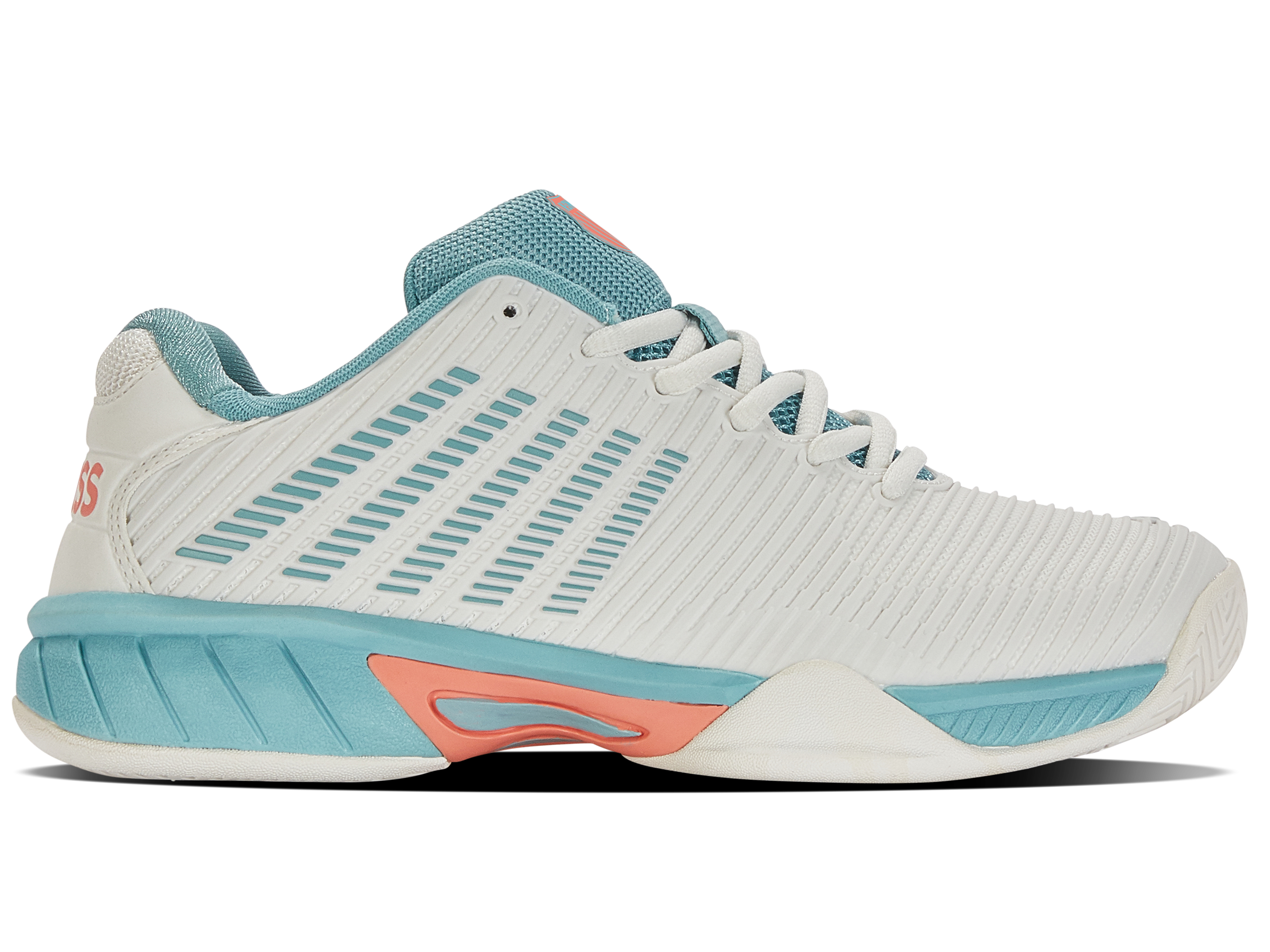 Hypercourt Express 2 Tennis Shoes - Blanc de Blanc/Nile Blue/Desert Flower Colorway | Lightweight & Durable Court Shoes for Women | Perfect for Tennis, Pickleball & Casual Wear