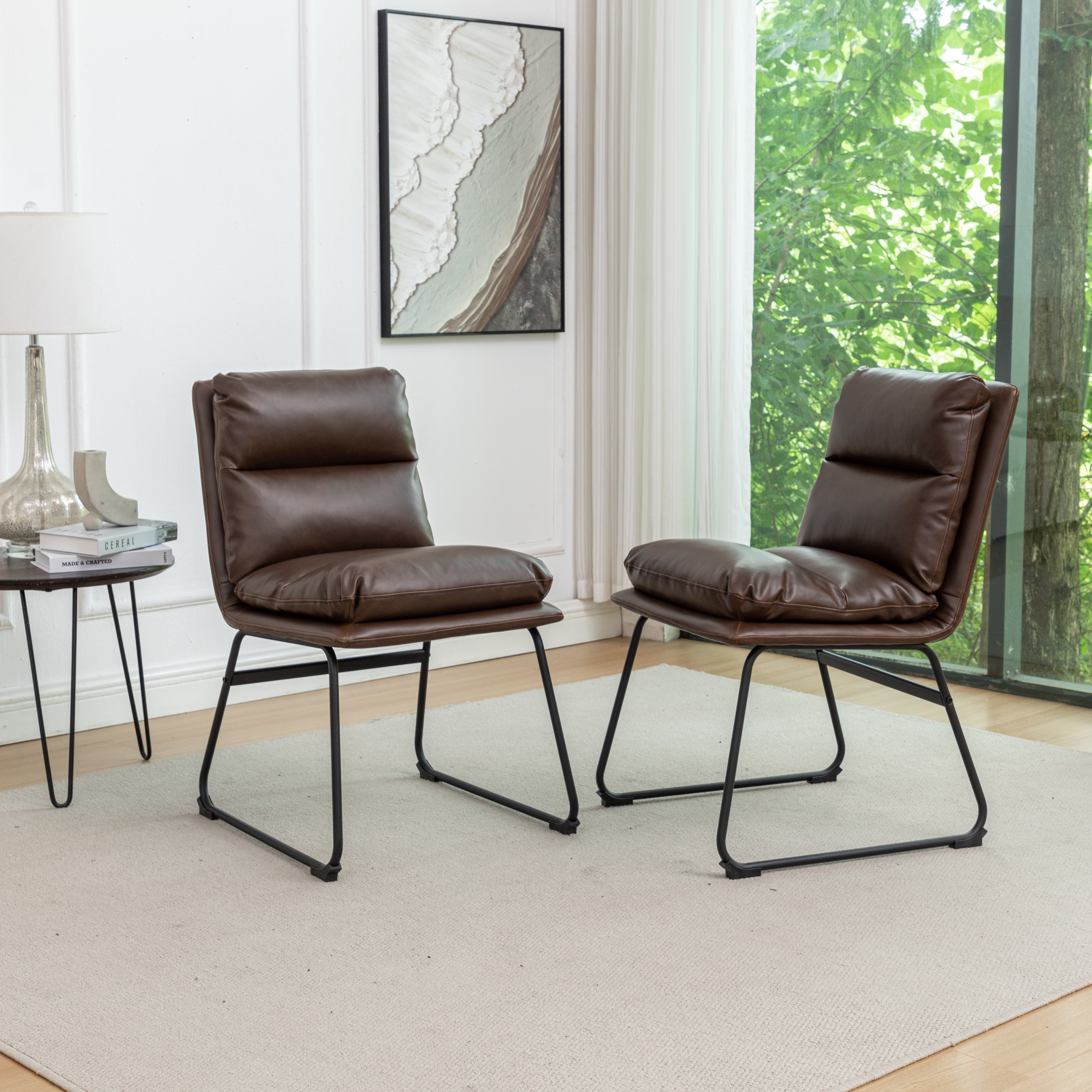 Roundhill Furniture Innes 5-Piece Round Dining Set with Trestle Table & 4 Stylish Chairs - Perfect for Small Spaces, Breakfast Nooks & Cozy Family Meals