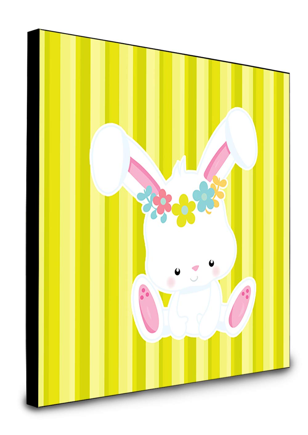 Caroline's Treasures Easter White Rabbit with Flowers Artwork Panel - Multicolor Wall Decor for Spring, Easter Home Decoration & Gift Idea