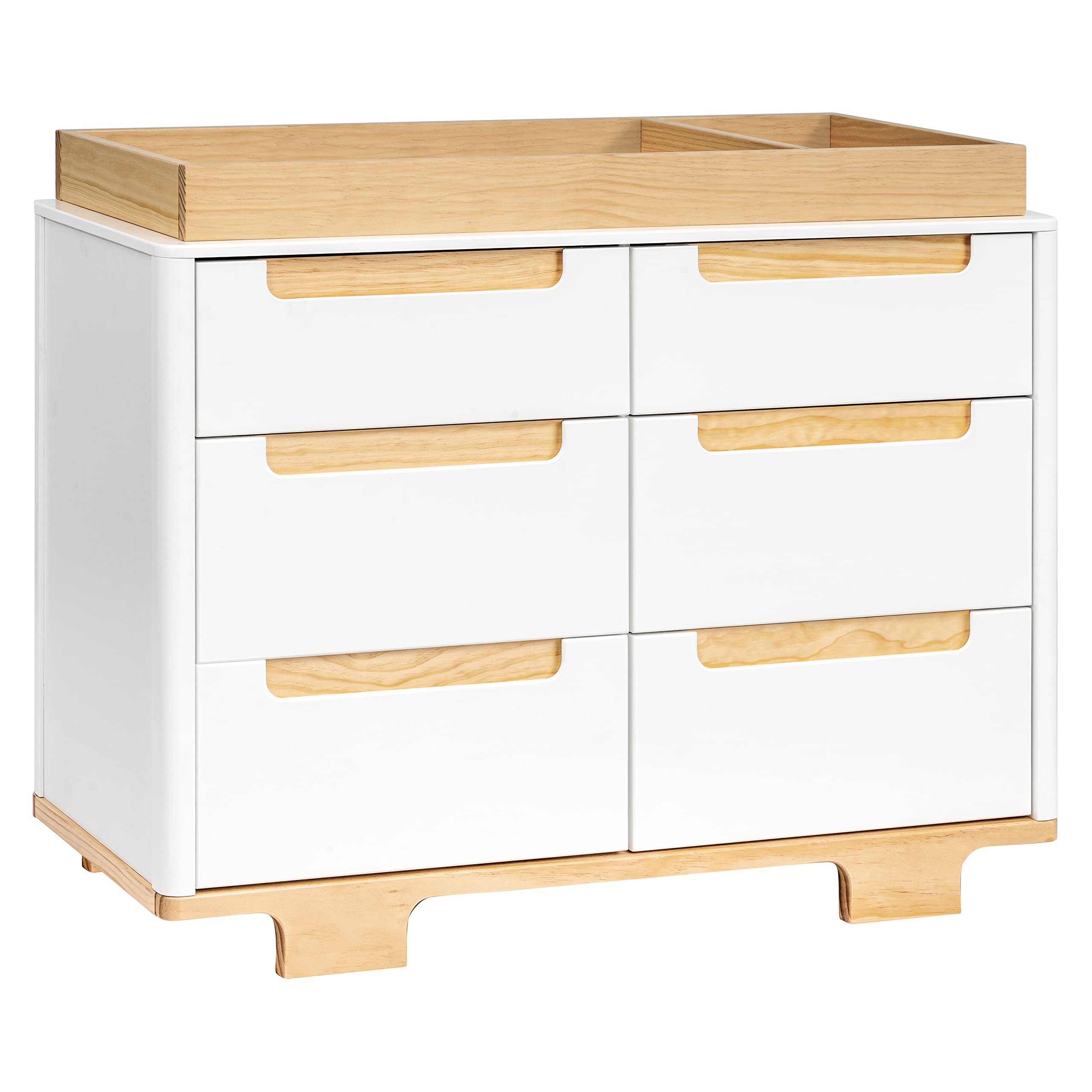 Babyletto Yuzu 6-Drawer Dresser - White & Natural Wood Nursery Dresser, Greenguard Gold Certified for Baby Safety | Perfect for Nursery Organization & Kids' Room Storage