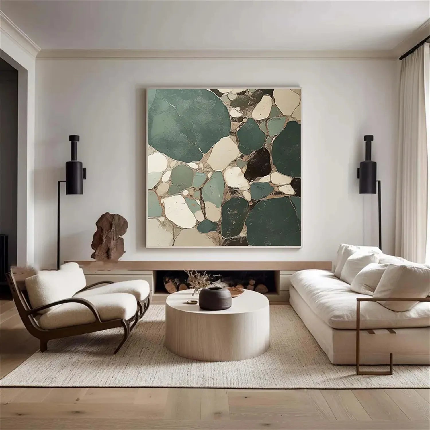 Blue & Green Abstract Wall Art Canvas Print #BG086 - Modern Home Decor for Living Room, Bedroom & Office