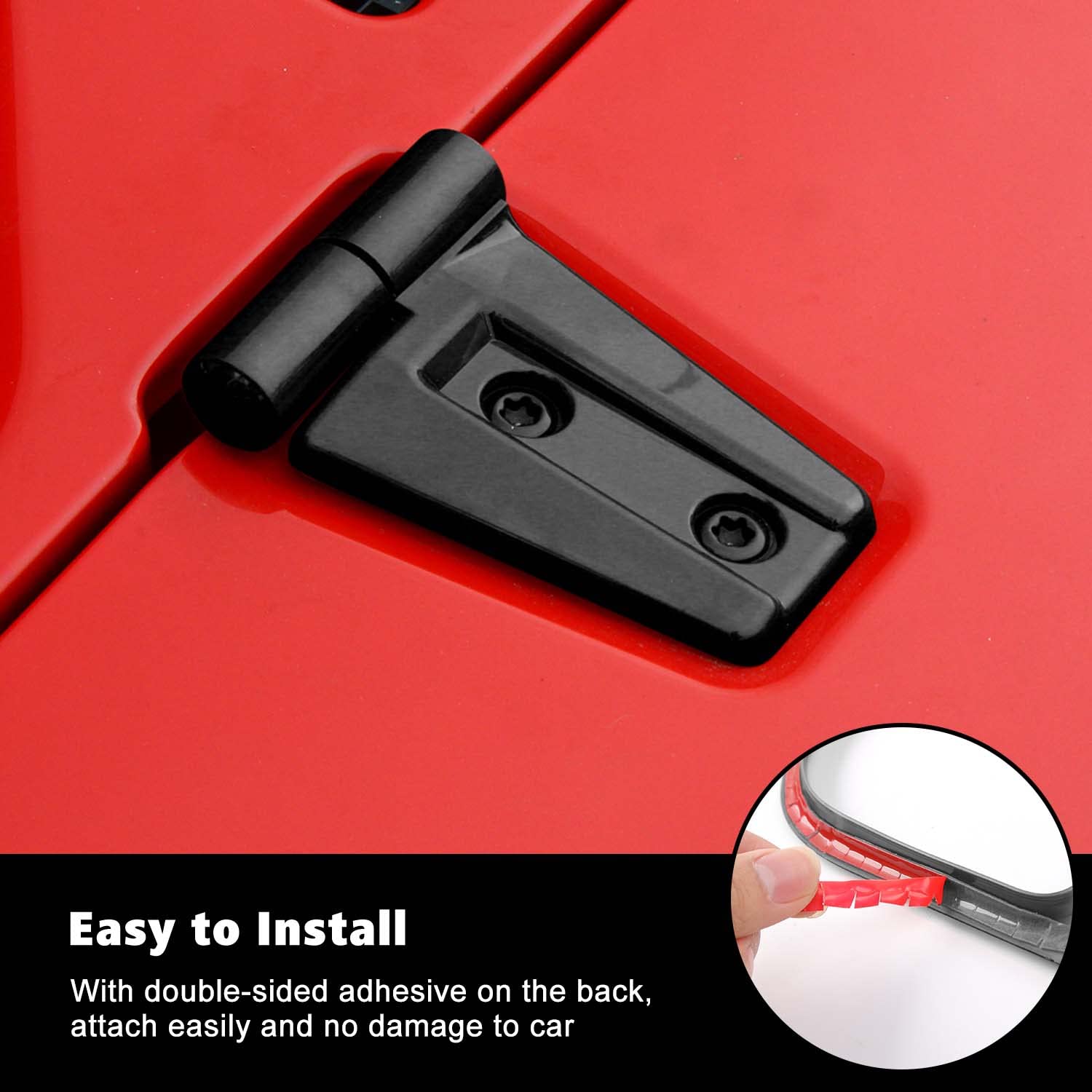 Jeep Wrangler JK & Unlimited Hood Hinge Cover Trim (2007-2017) - 2PC Black Exterior Decoration Accessories | Weatherproof Protection & Off-Road Style Upgrade