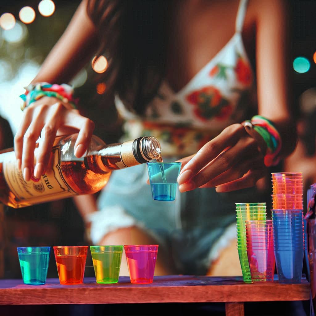 1200-Pack Neon Hard Plastic 2 oz Shot Glasses - Party Essentials N212009 for Bars, Weddings & College Events - Bulk Disposable Drinking Cups for Cocktails, Shots & Mixed Drinks