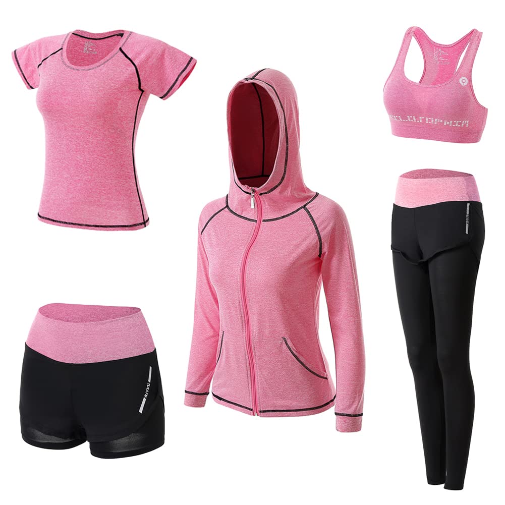 5-Piece Women's Workout Sets - Yoga, Gym & Running Activewear Outfits | Breathable Athletic Tracksuits for Fitness, Sports & Daily Wear