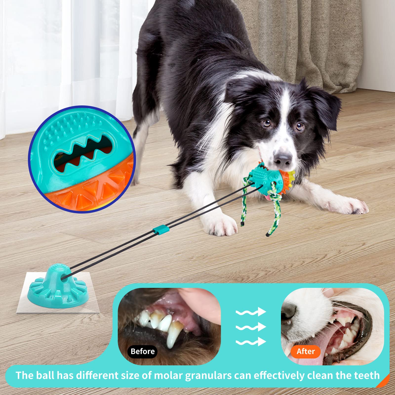 Durable Indestructible Dog Toys for Aggressive Chewers - Interactive Suction Cup Tug of War Toy & Treat Dispensing Puzzle Ball - Enrichment Chew Toys for Large Dogs (Yellow) - Perfect for Playtime, Training, and Mental Stimulation