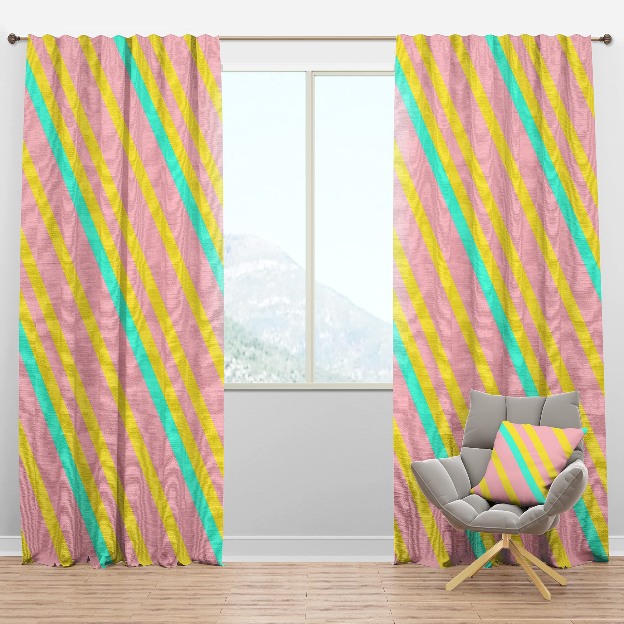 DesignQ Blackout Curtains - Memphis Retro Neon Pattern Thermal Insulated Single Panel (52x90 inches) for Bedroom & Living Room - Blocks Light & Noise, Energy Saving Home Decor