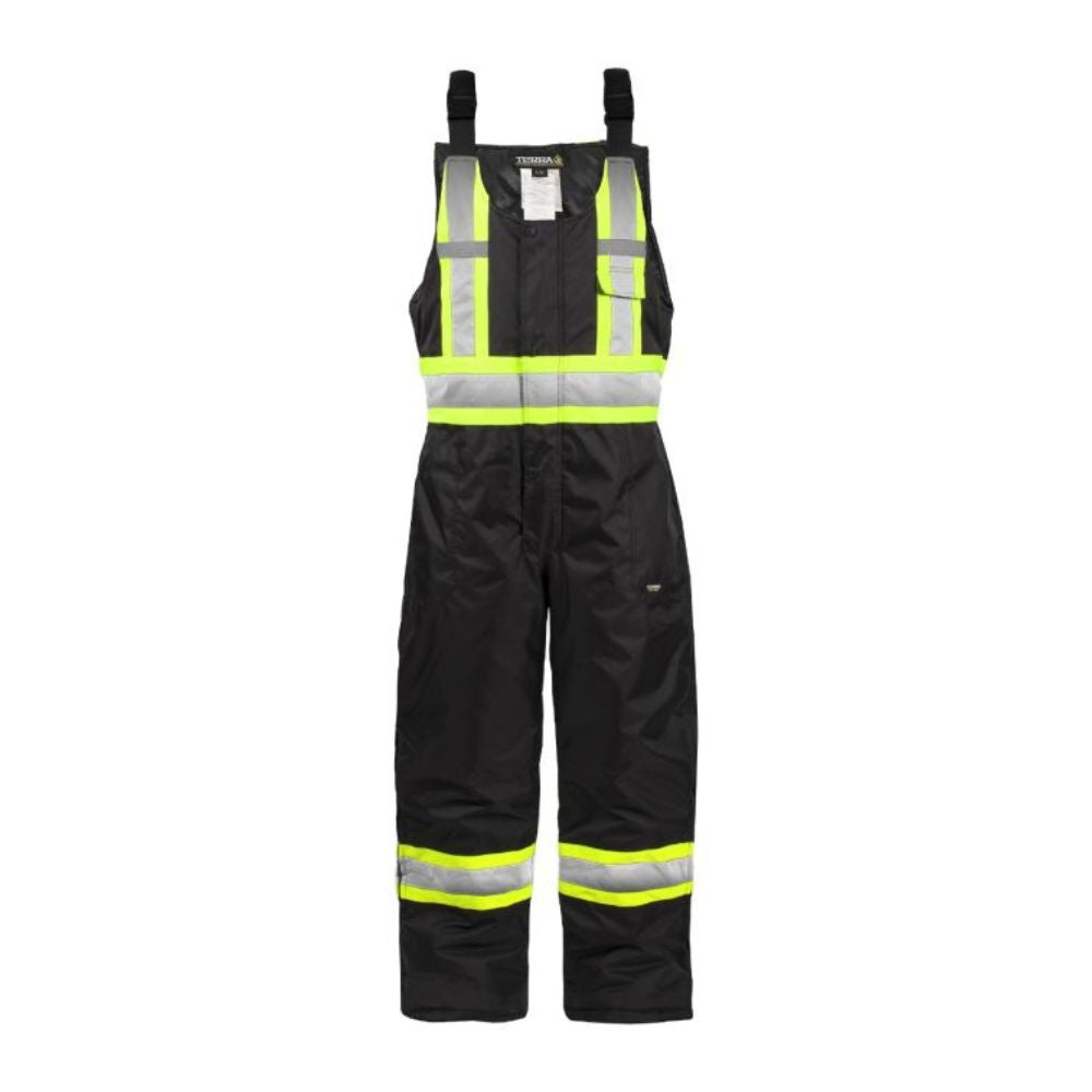 Terra Hi-Vis Men's Insulated Bib Overalls - Black (116507) | Waterproof Work Coveralls for Construction & Winter Outdoor Jobs