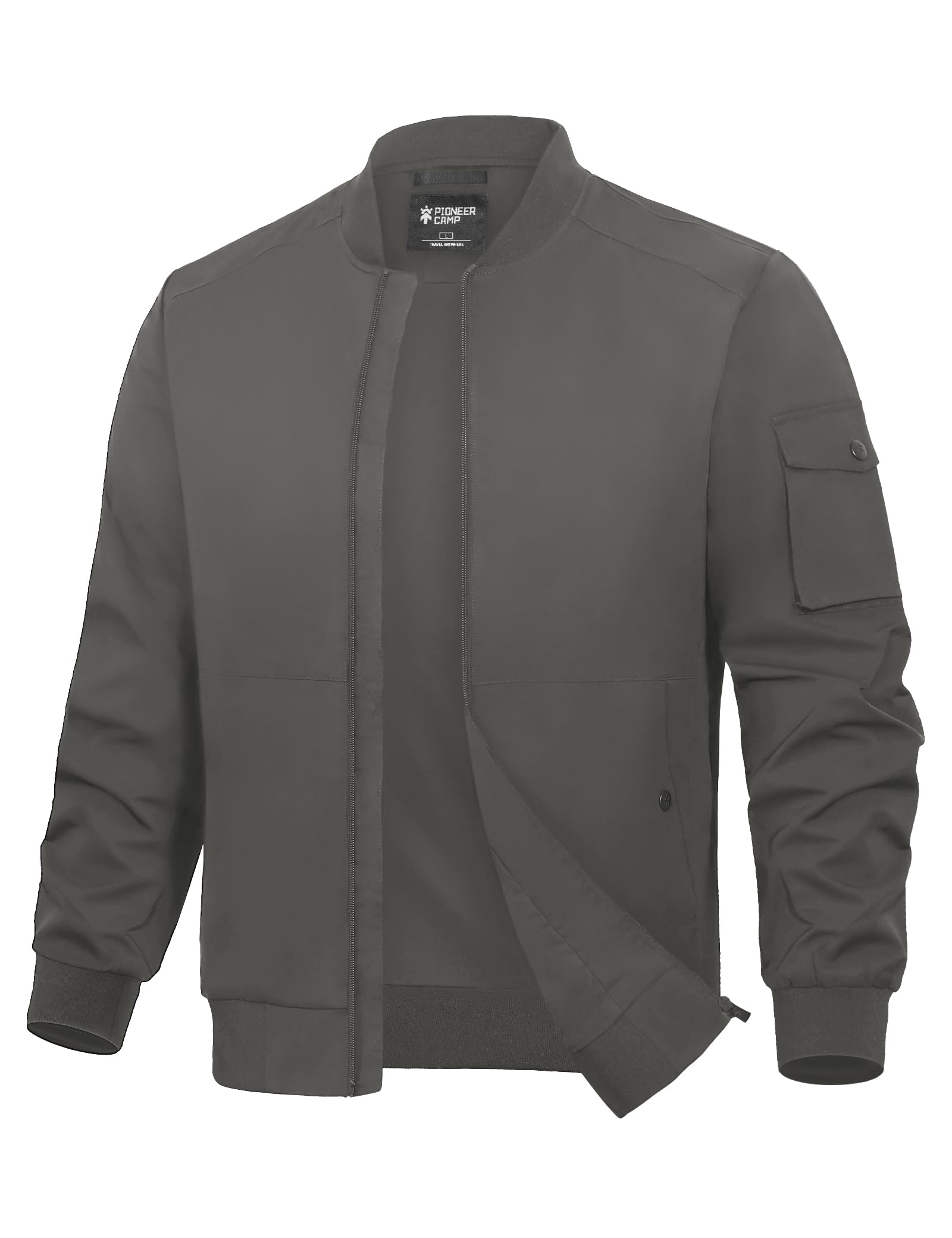 **Pioneer Camp Men's Lightweight Bomber Jacket - Stylish Varsity Flight Zip Up Windbreaker with Pockets for Spring & Fall | Casual Outdoor Wear, Travel, and Everyday Fashion**