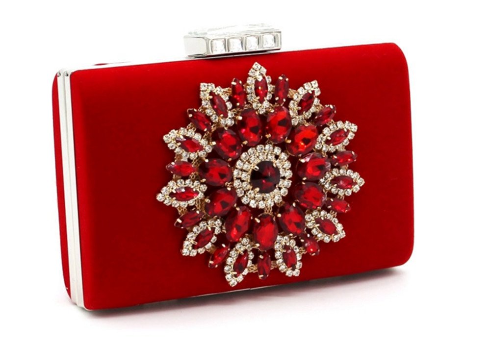 Shiratori Glitter Rhinestone Floral Evening Clutch Purse - Elegant Wedding Party Handbag for Brides, Prom & Special Occasions