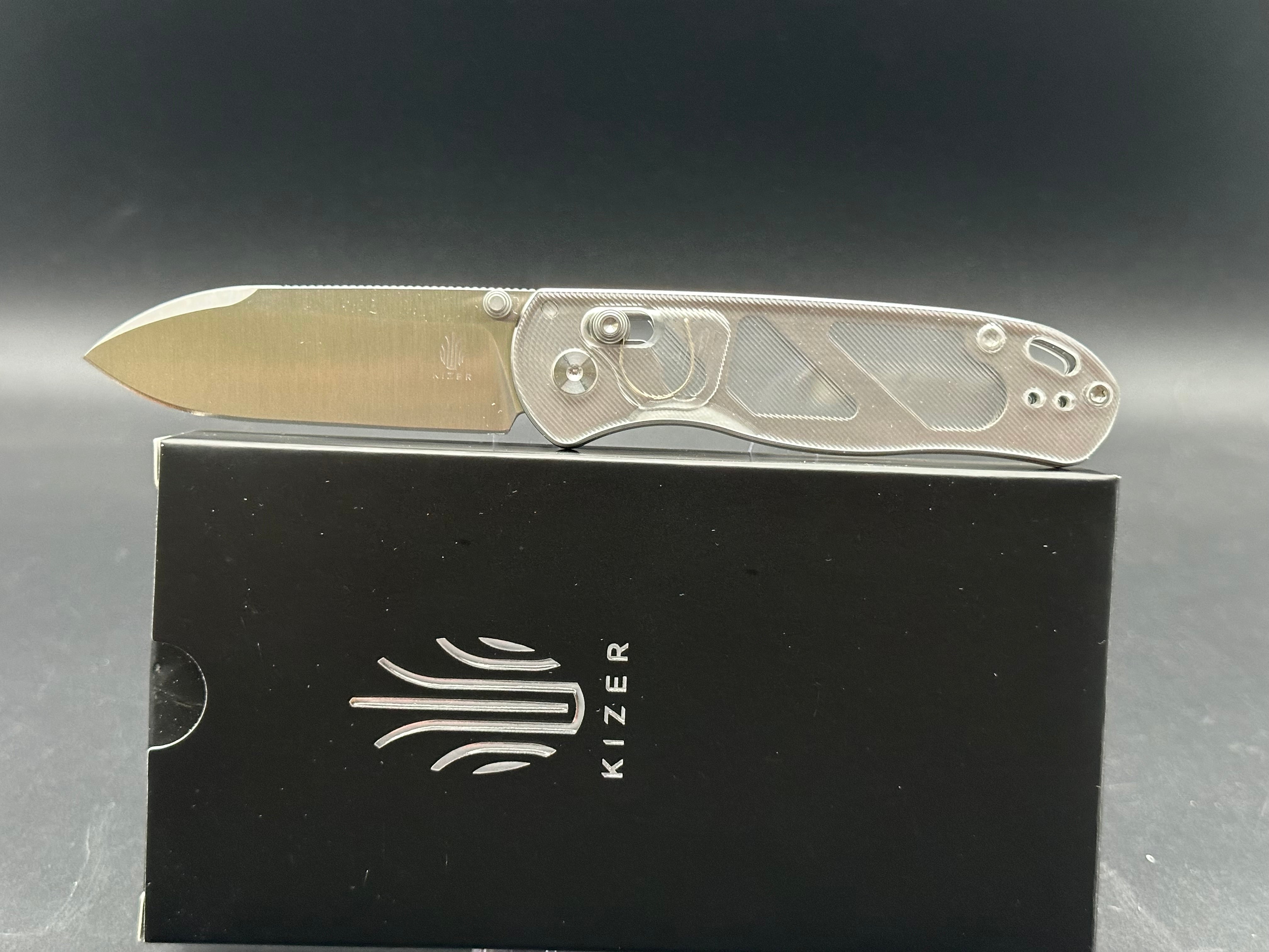 Kizer Drop Bear Folding Pocket Knife - NitroV Steel Blade, Clutch Lock, Acrylic Handle - EDC, Outdoor, Camping & Survival Tool