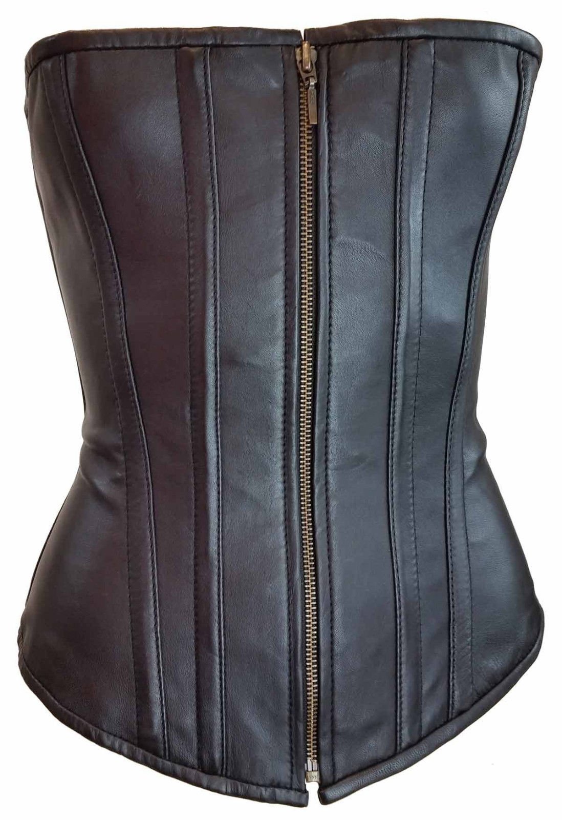 Sexy Women's Corset Bustier - Soft Lamb Leather Front Zipper & Back Laces for Shapewear, Lingerie & Boudoir Wear | Perfect for Valentine's Day, Bridal Shower & Special Occasions