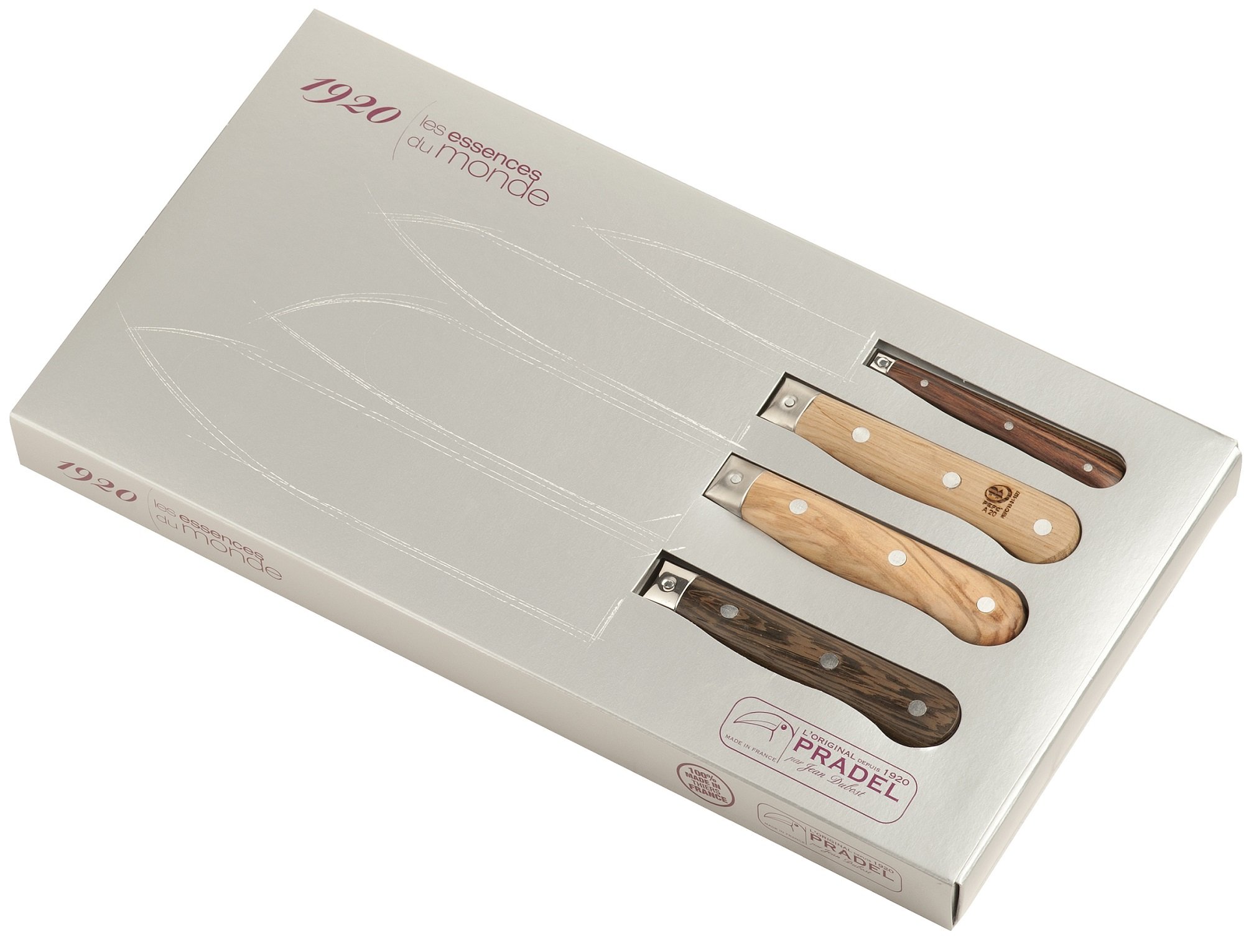 Premium Jean Dubost 4-Piece Kitchen Knife Set with Olive Wood Handles - Gift Box Included - Perfect for Home Chefs, Cooking Enthusiasts & Wedding Gifts