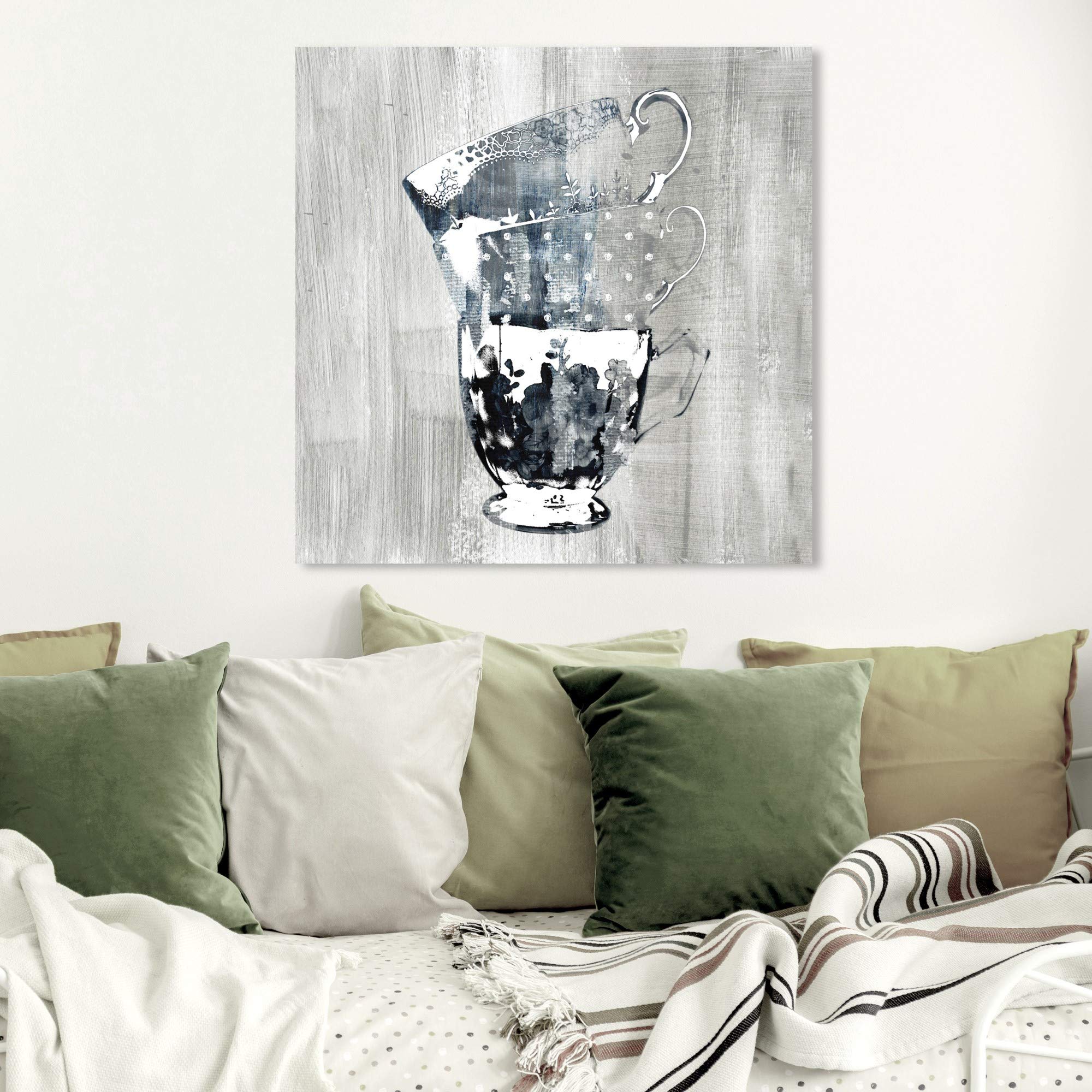 Wynwood Studio Coffee Cups Screenprint Silver Wall Art Canvas Print – 30
