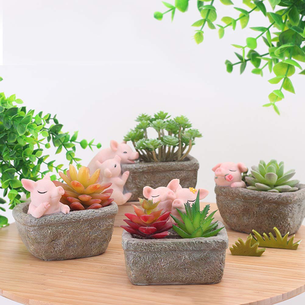 Cabilock 1pc Succulent Plant Pot - Decorative Resin Flower Planter with Drainage Hole - Small Bonsai Container for Home, Office, Garden & Indoor Plants