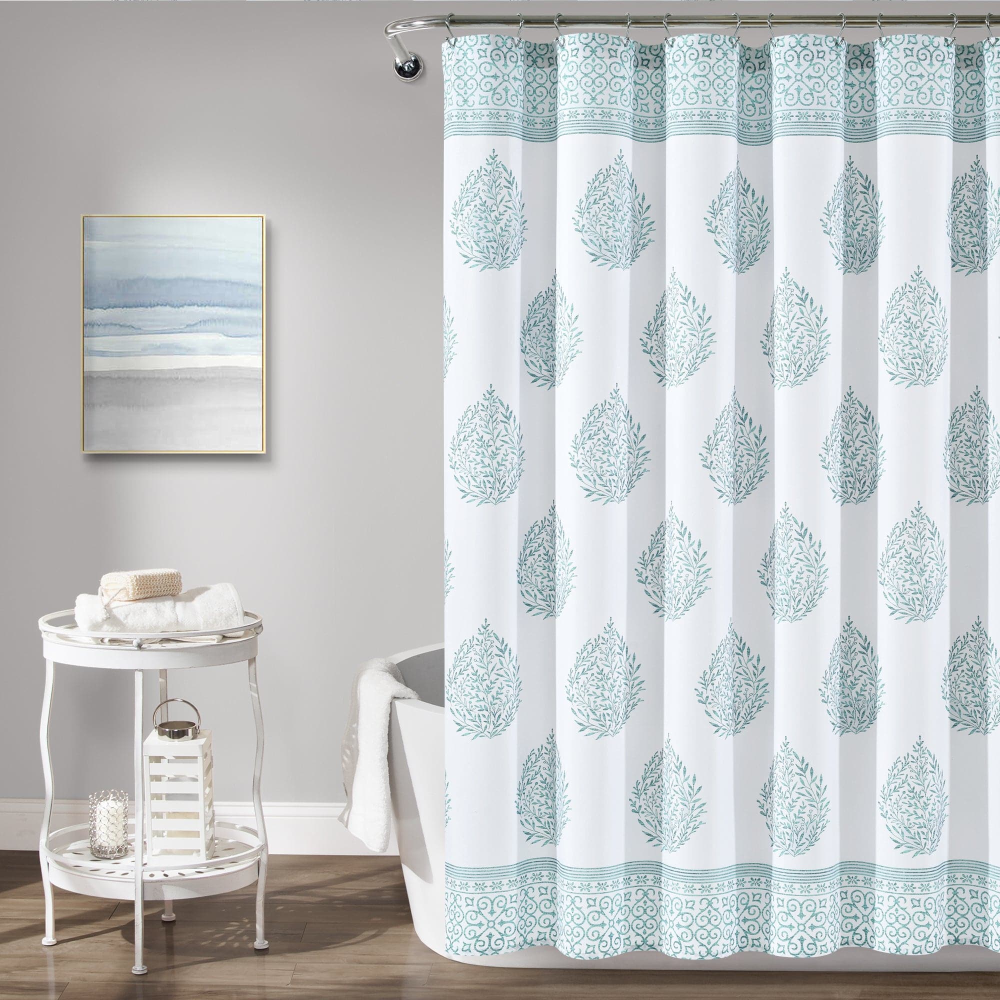 Waterproof Teardrop Leaf Shower Curtain - Modern Botanical Bathroom Decor for Spa-Like Experience | Perfect for Bathrooms, Guest Rooms & Dorm Showers