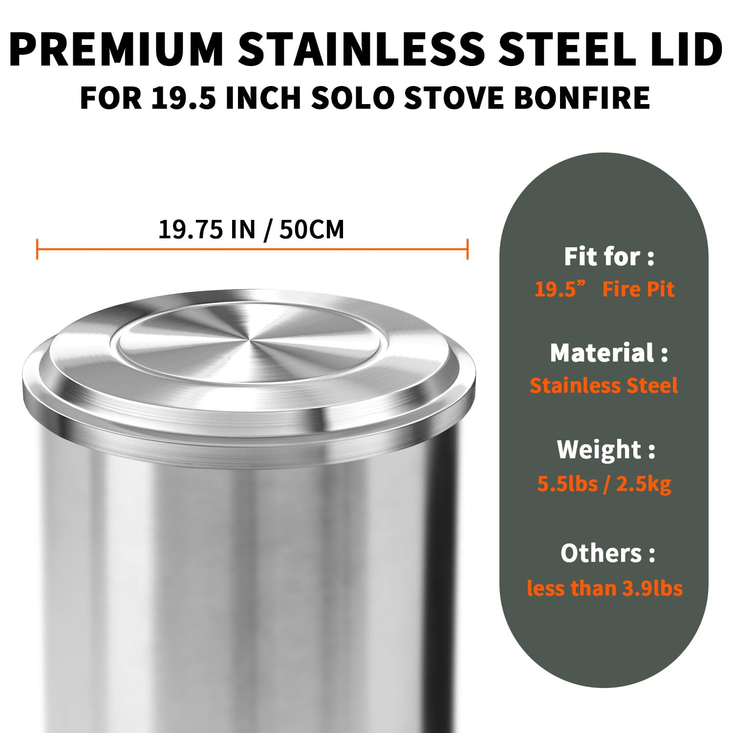 Solo Stove Bonfire Fire Pit Lid Cover - 19.5 Inch Stainless Steel Fire Pit Accessory for Solo Stove Bonfire | Perfect for Outdoor Camping, Backyard Fire Pits & Patio Protection