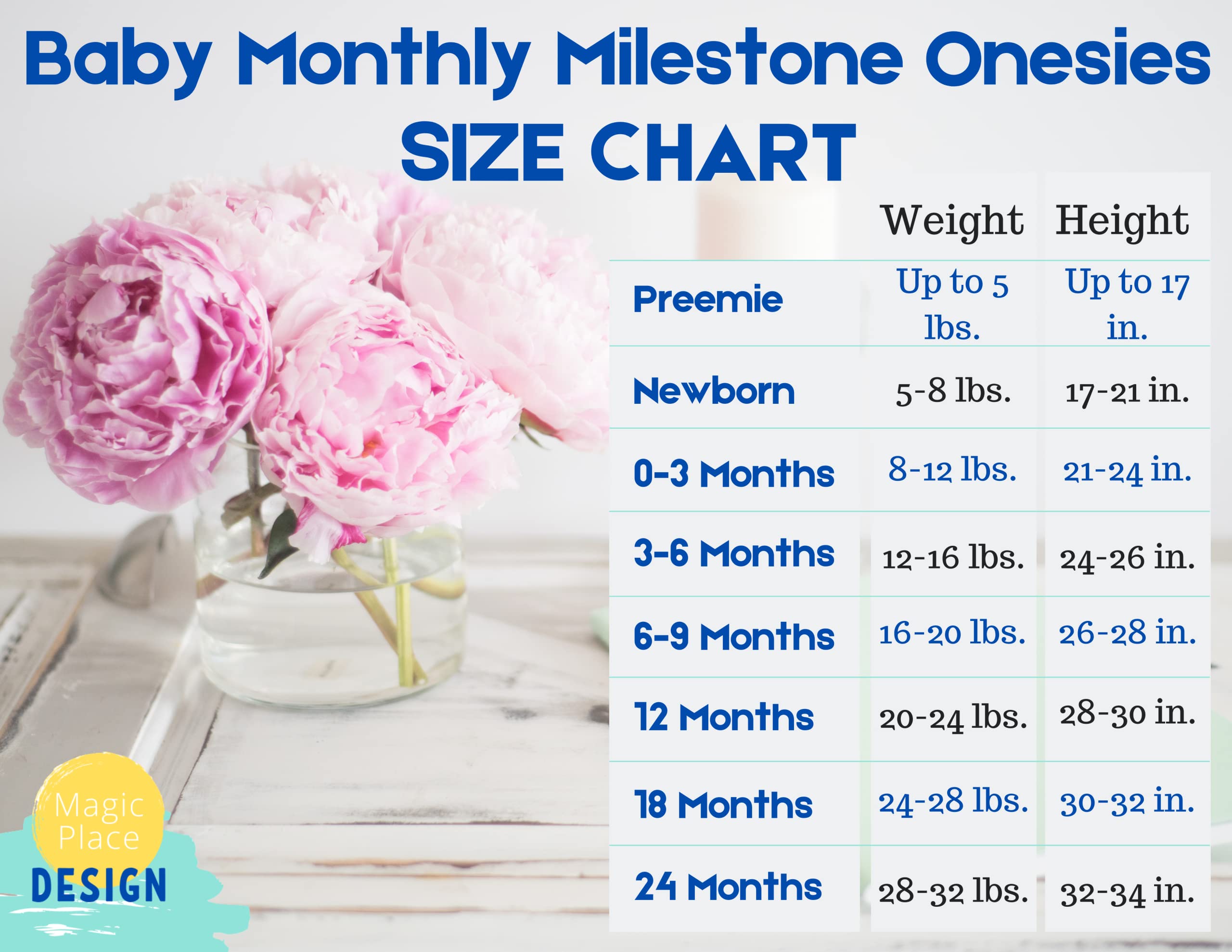 Baby Monthly Milestone Onesies - 13 Pack Custom Bodysuits for Newborn Boys (White & Sky Blue) | Baby Shower Decorations & Christmas Gifts | Perfect for Photo Shoots, First Birthday & Special Occasions