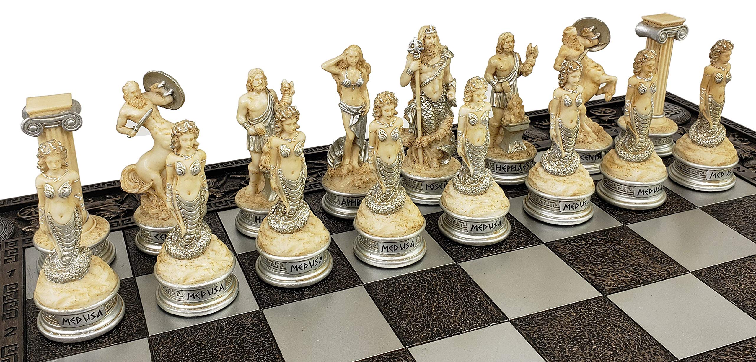 Greek Mythology Chess Set - Zeus vs Poseidon with 17