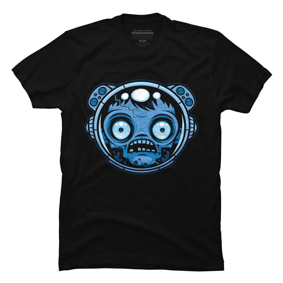 Design By Humans Men's Zombie Astronaut Graphic T-Shirt - Funny Sci-Fi Horror Novelty Tee for Halloween, Cosplay & Comic Con