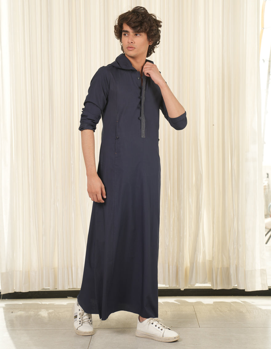 Premium Blended Navy Blue Jubba by J. Junaid Jamshed - Elegant Islamic Wear for Men, Perfect for Eid, Weddings & Special Occasions