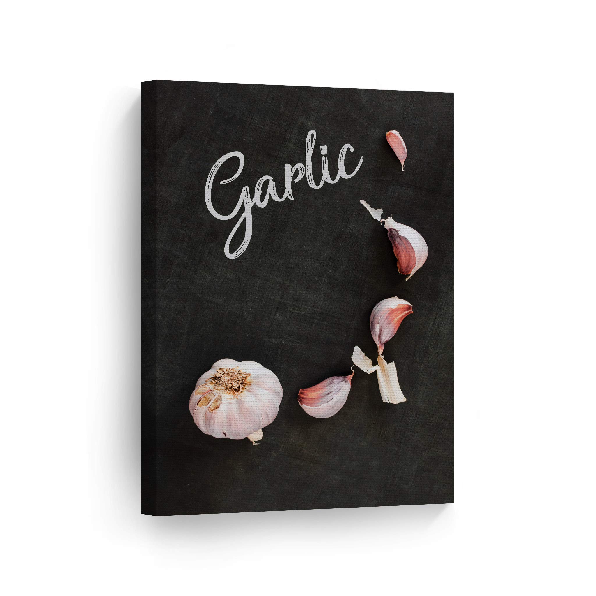 Smile Art Design Garlic Lettering Blackboard Kitchen Canvas Wall Art Print - Modern Farmhouse Decor for Restaurant, Cafe & Dining Room - Housewarming Gift (36x24 Inch) - Perfect for Rustic Kitchens, Coffee Shops & Country Style Home Decor