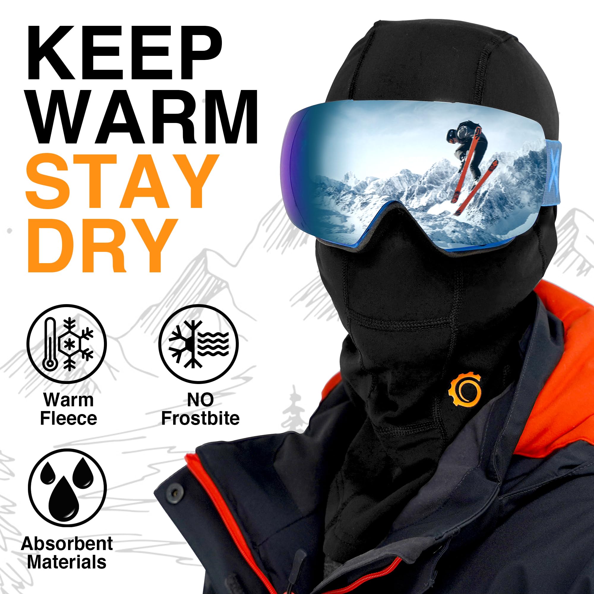 GearTOP Balaclava Ski Mask for Men & Women - Warm Winter Face Mask for Snowboarding, Motorcycle, Snowmobiling - Windproof Neck Gaiter for Outdoor Sports & Cold Weather Activities