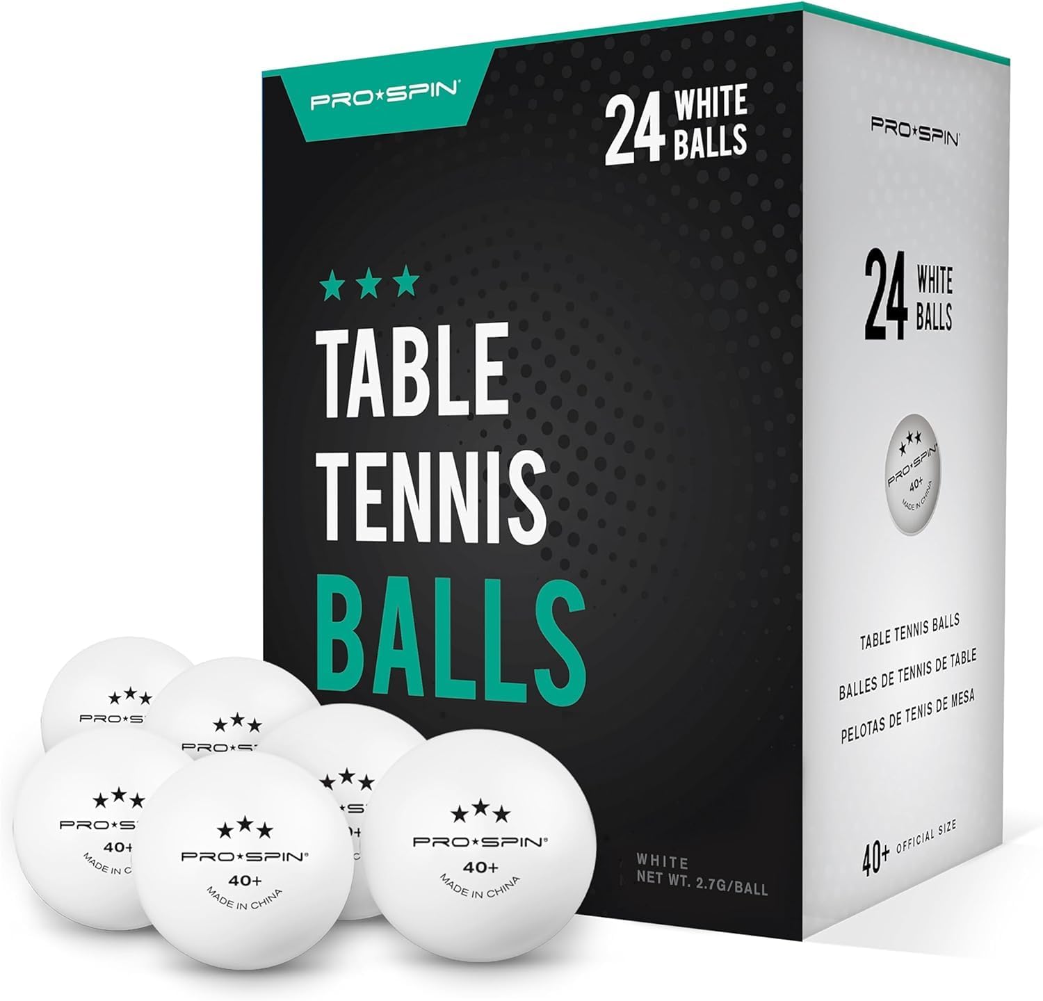 PRO SPIN 3-Star Table Tennis Balls - Premium 40+ ABS Ping Pong Balls for Indoor/Outdoor Play | High-Performance, Durable White Ping Pong Balls for Training, Tournaments & Recreational Games
