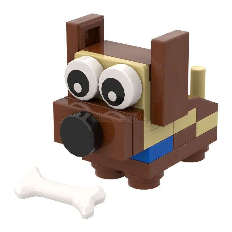 LEGO Brick Puppy Dog Building Kit - Rusty Brown with Blue Collar MiniMOC Set | Creative DIY Toy for Kids & Adults | Perfect for Birthday Gifts, Home Decor & Collectors Display