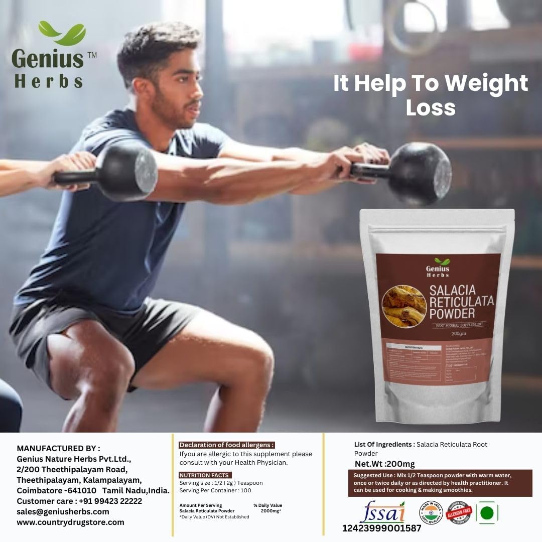 Organic Salacia Reticulata Powder (Ponkoranti) - 100g Herbal Supplement for Blood Sugar Support | Ayurvedic Remedy | Diabetic Management | Perfect for Teas, Smoothies & Natural Remedies