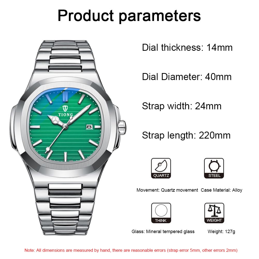 Tiong Men's Business Watch - Stainless Steel Waterproof Luminous Dress Watch for Professionals | Perfect for Office, Formal Events & Daily Wear